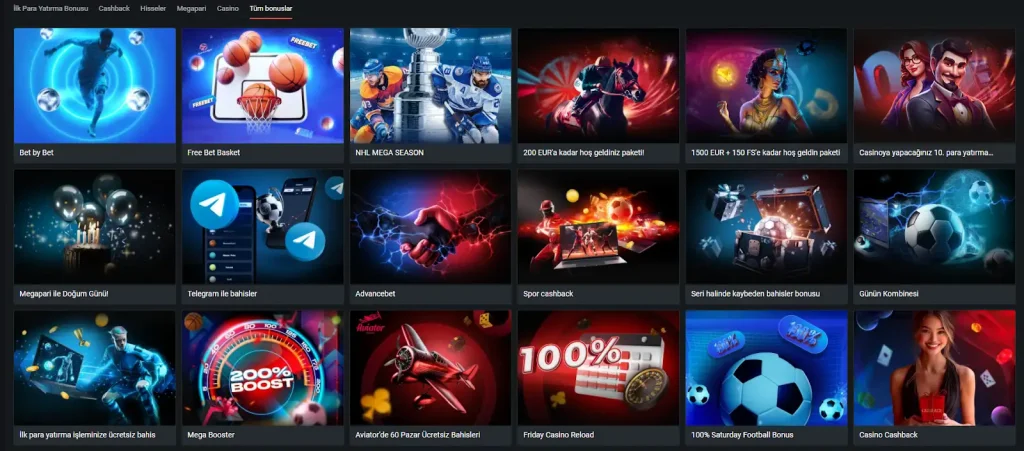 Megapari Türkiye Mobil Site Bonuslarının Görseli